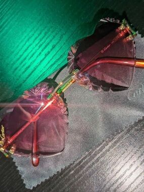 Cartier Heart Sunglasses in Purple and Gold comes with case cloth everything.